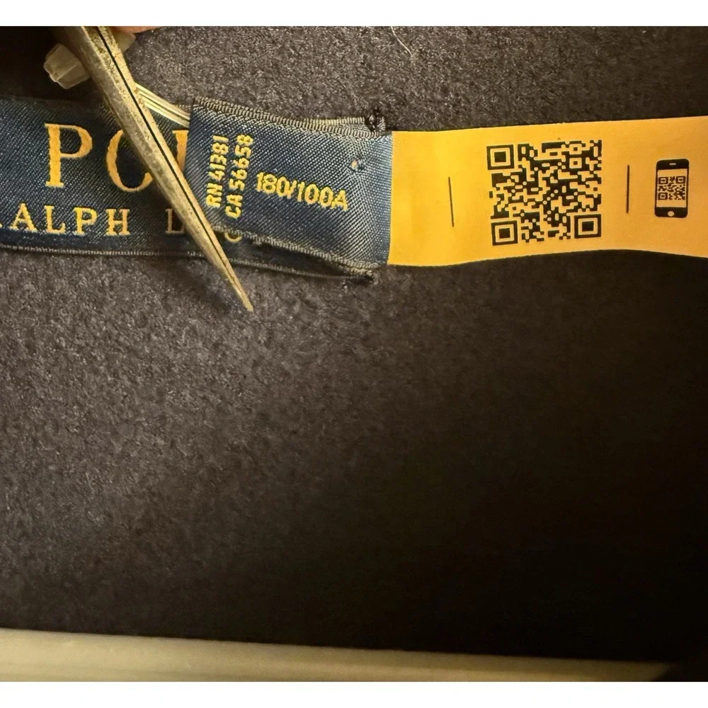 Polo Ralph Lauren Men Fleece pullover 1/4 Snaping Mock neck Navy Sweater Size‎ L